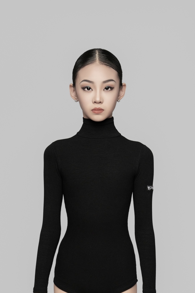 女童螺纹高领长袖连体衣（奶咖色）