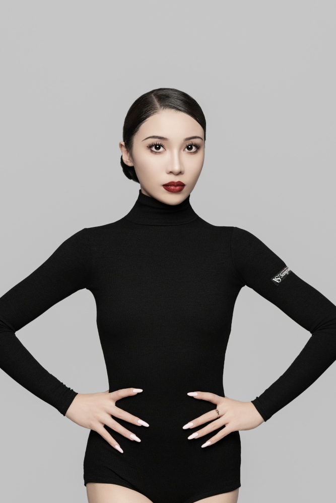女士螺纹高领长袖连体衣（奶咖色）