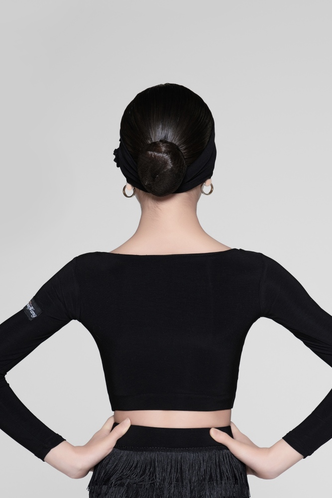 Cropped Top with Hollow Floral Design (Brick Red / With Hair Accessories)
