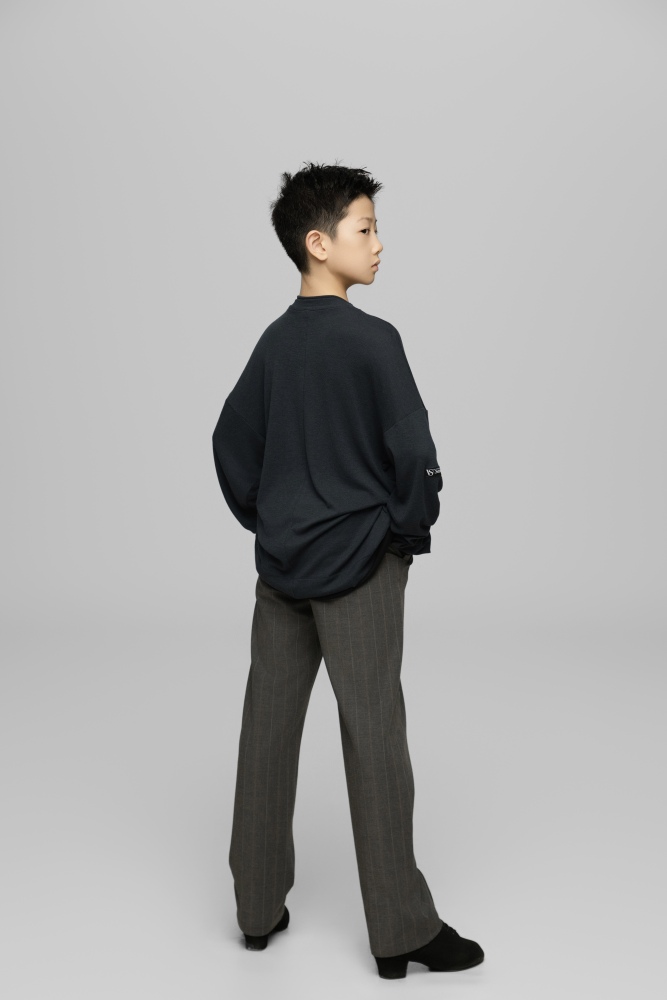 Color-block Round Neck Top (Blue and Black)