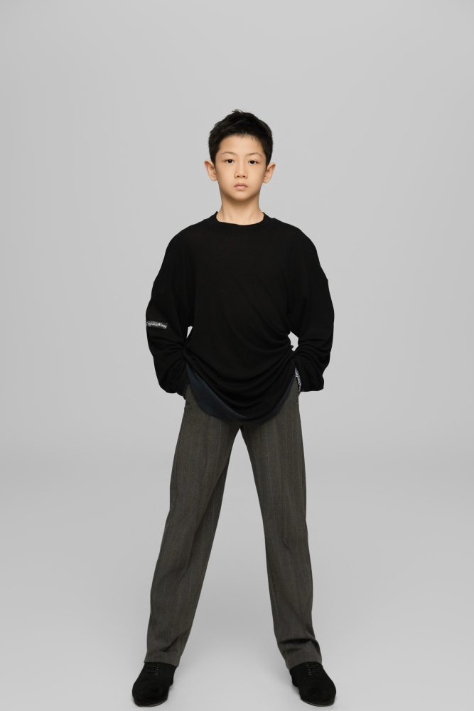 Color-block Round Neck Top (Blue and Black)