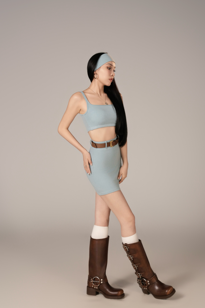 Women's Casual Wear Collection | Ultra Comfortable Cami Skirt Set (Freshwater Blue / With Headband)