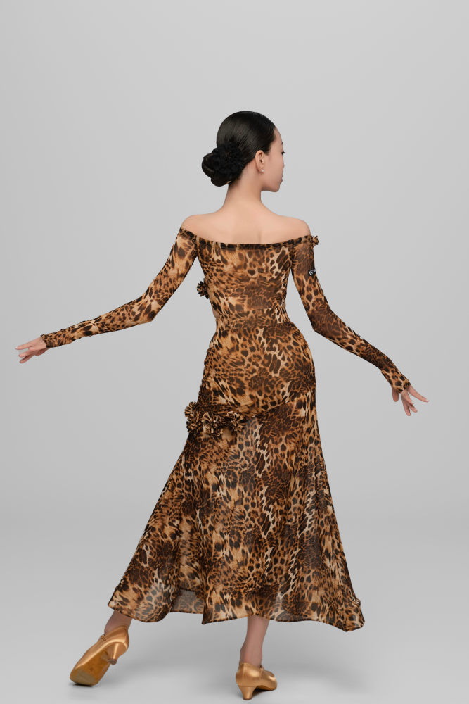 Girls' Leopard Print Floral Modern Dress