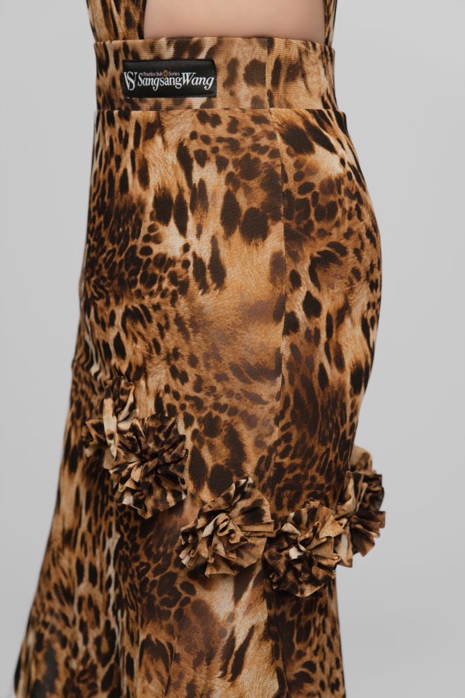 Girls' Leopard Print Floral Modern Dress