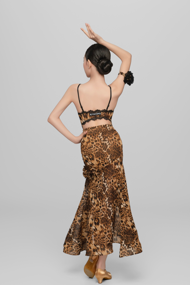 Girls' Leopard Print Lace Sling Bodysuit