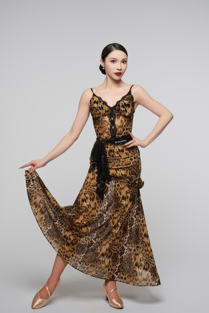 Women's Leopard Print Floral Modern Dress