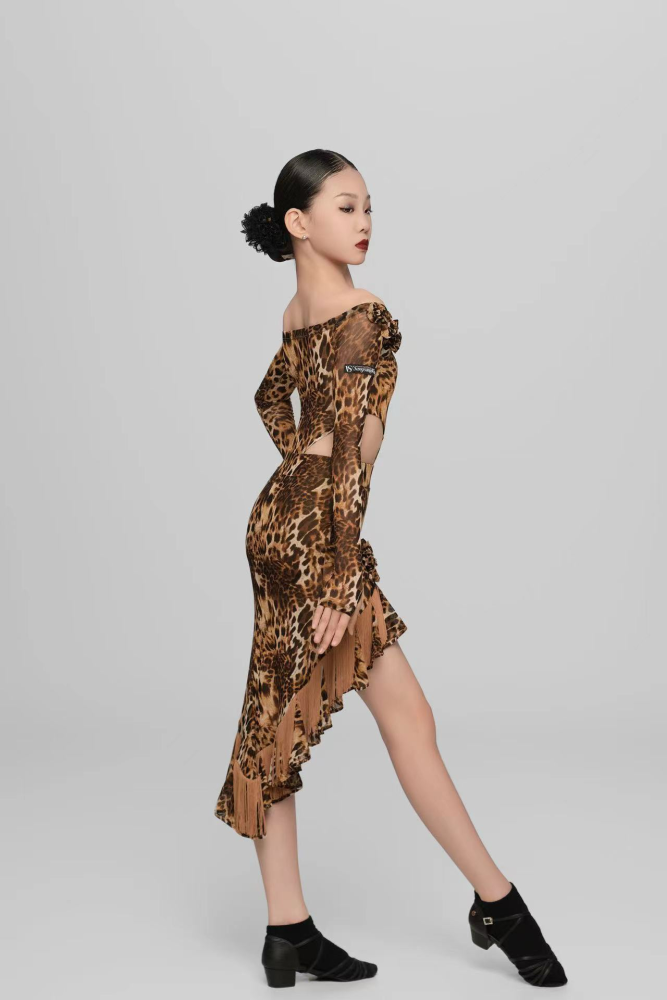 Girls' Leopard Print Floral Fringe - Hem Skirt