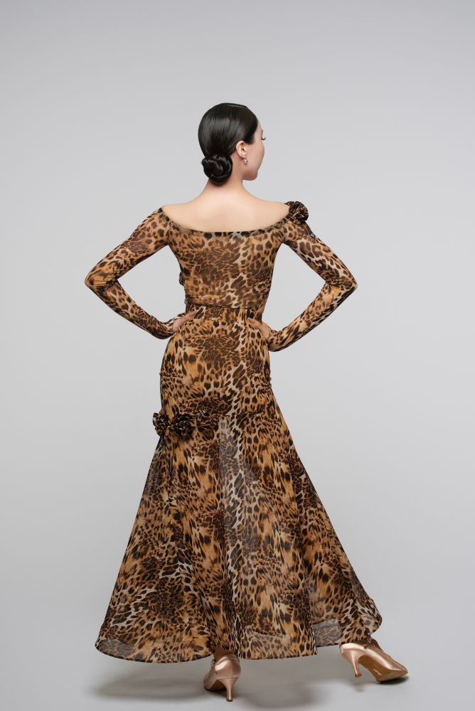 Women's Leopard Print Floral Long - Sleeve Bodysuit