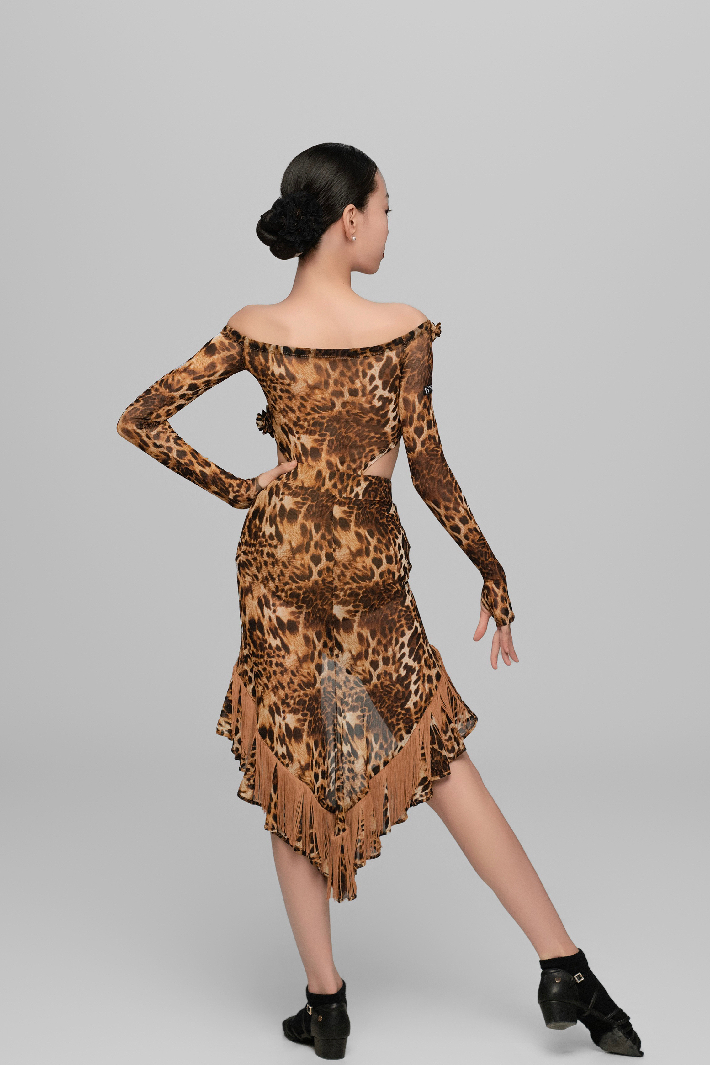Girls' Leopard Print Floral Fringe - Hem Skirt