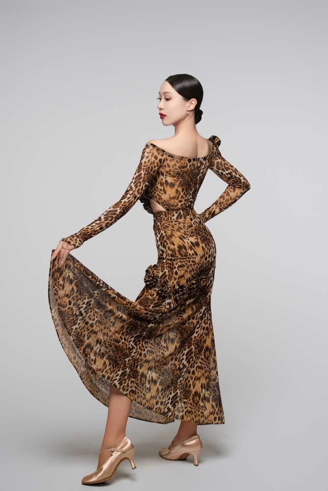 Women's Leopard Print Floral Long - Sleeve Bodysuit