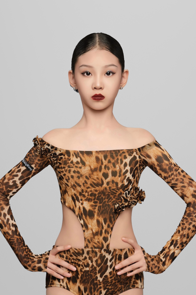 Girls' Leopard Print Floral Long - Sleeve Bodysuit