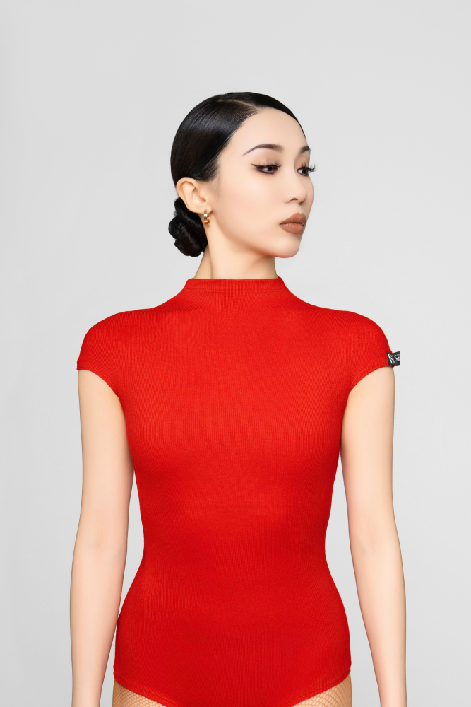 Ribbed Sleeveless Bodysuit (Red)