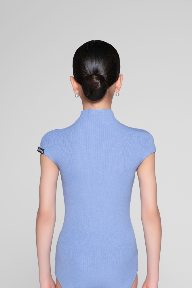 Ribbed Sleeveless Bodysuit (Blue)