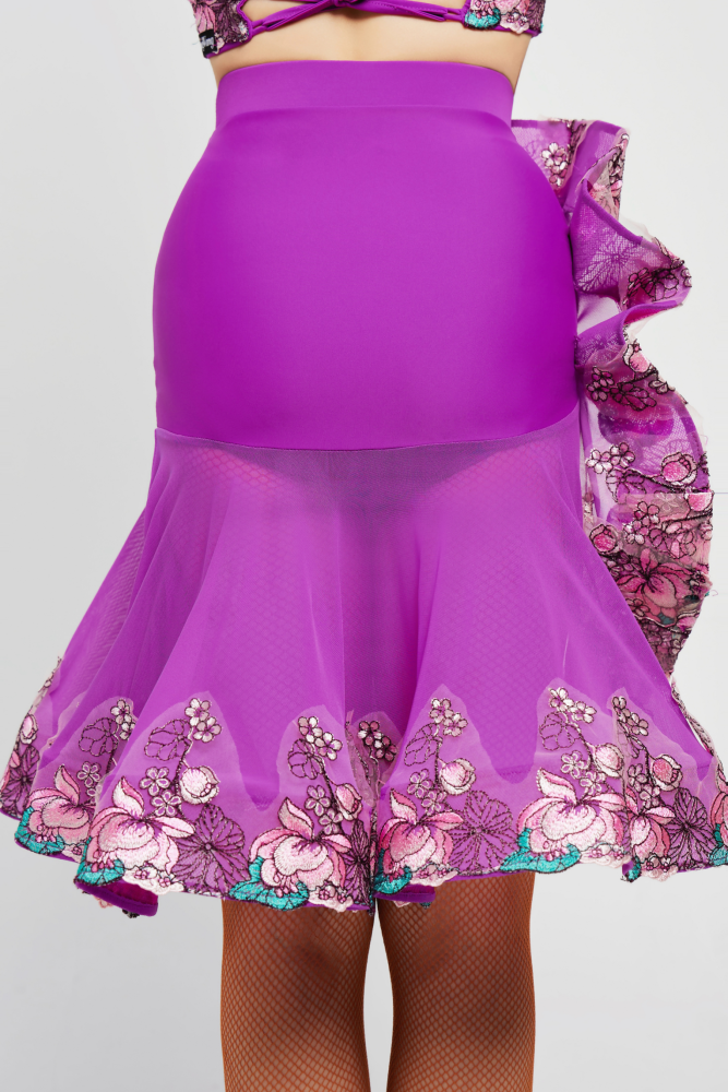 Women's Embroidered Large - Flared Skirt (Violet)