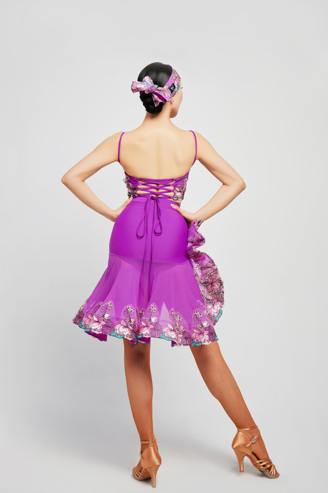 Women's Embroidered Short Strapless Top (Violet)