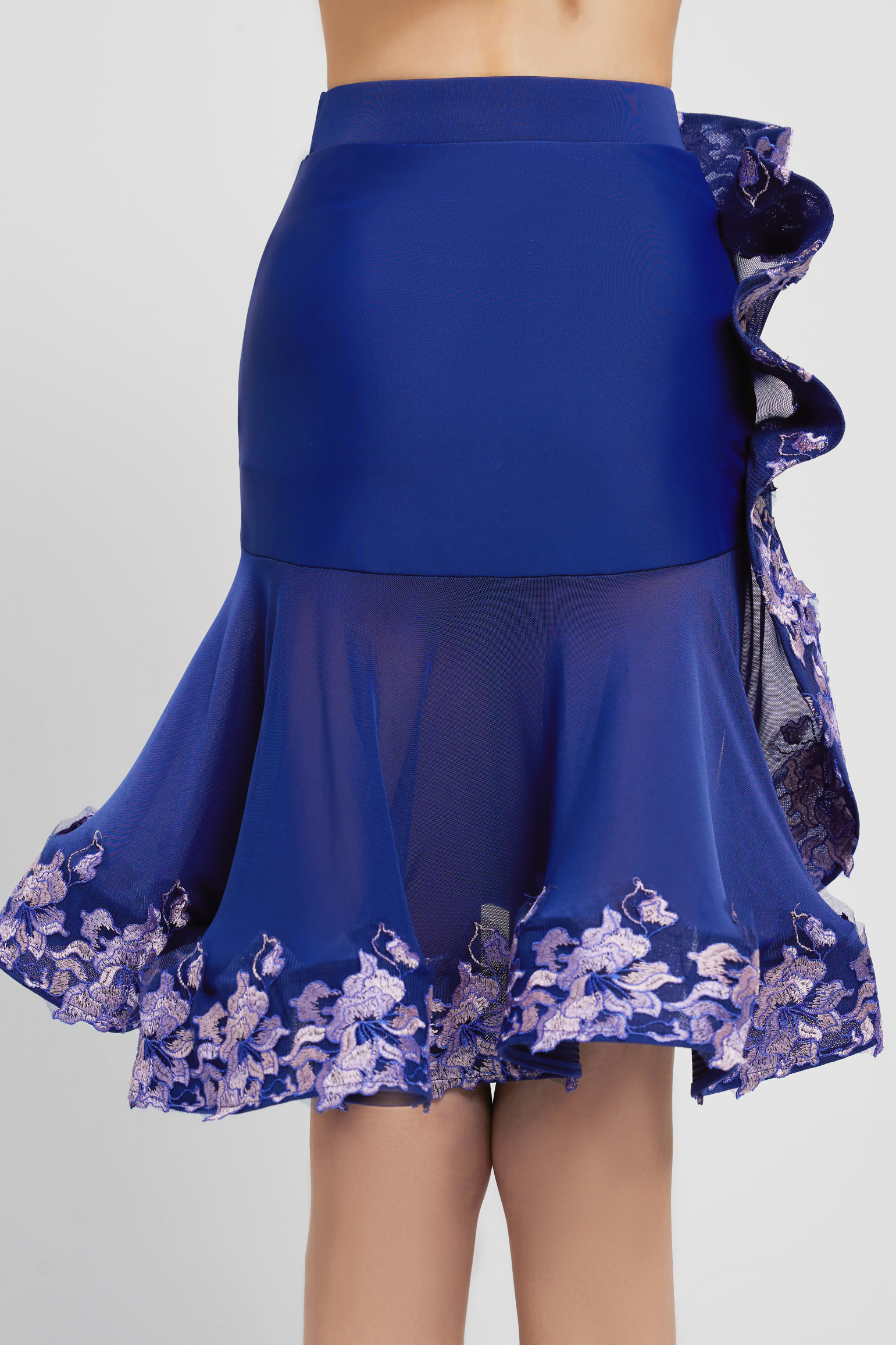 Girls' Embroidered Full - Flared Skirt (Violet)