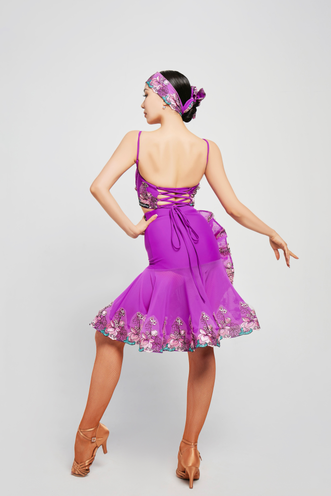 Women's Embroidered Large - Flared Skirt (Violet)