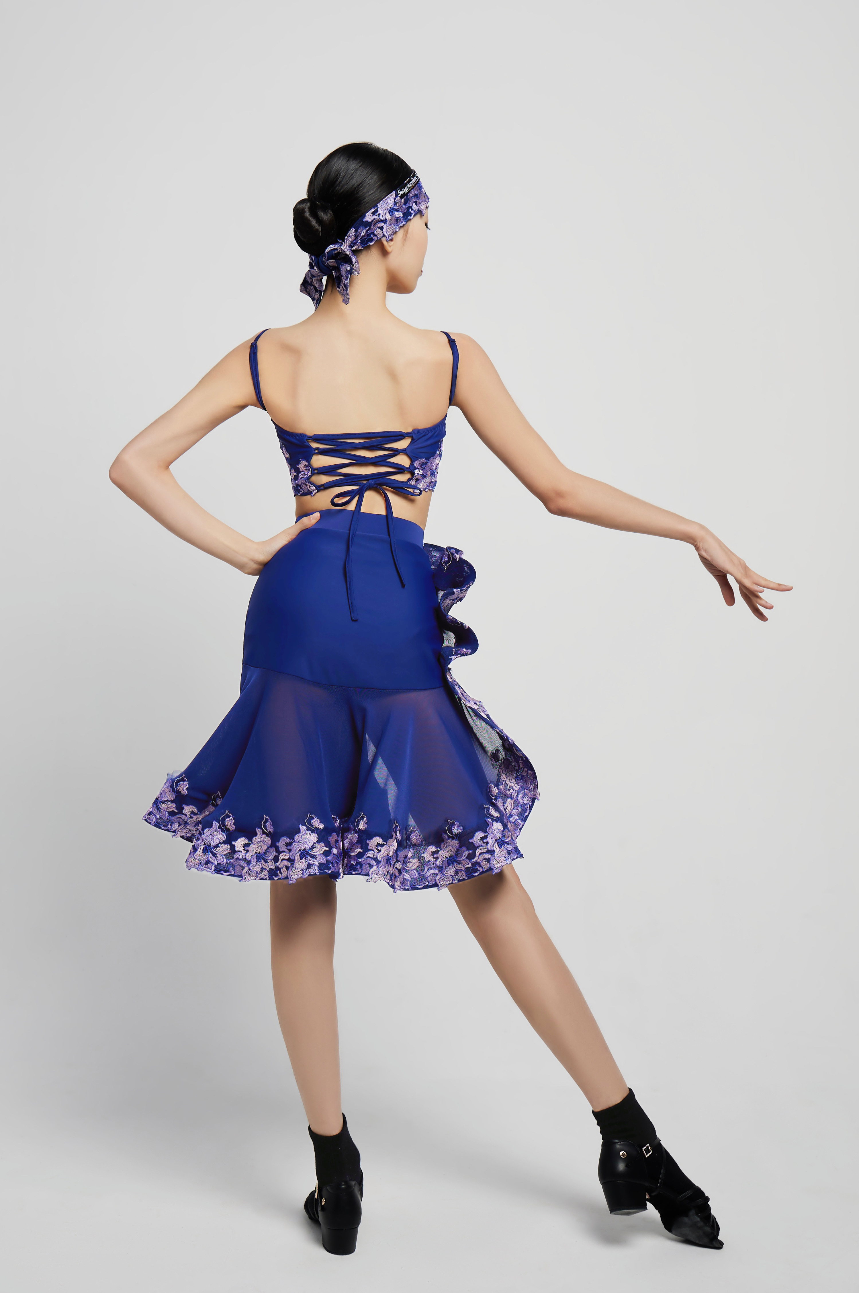 Girls' Embroidered Full - Flared Skirt (Violet)