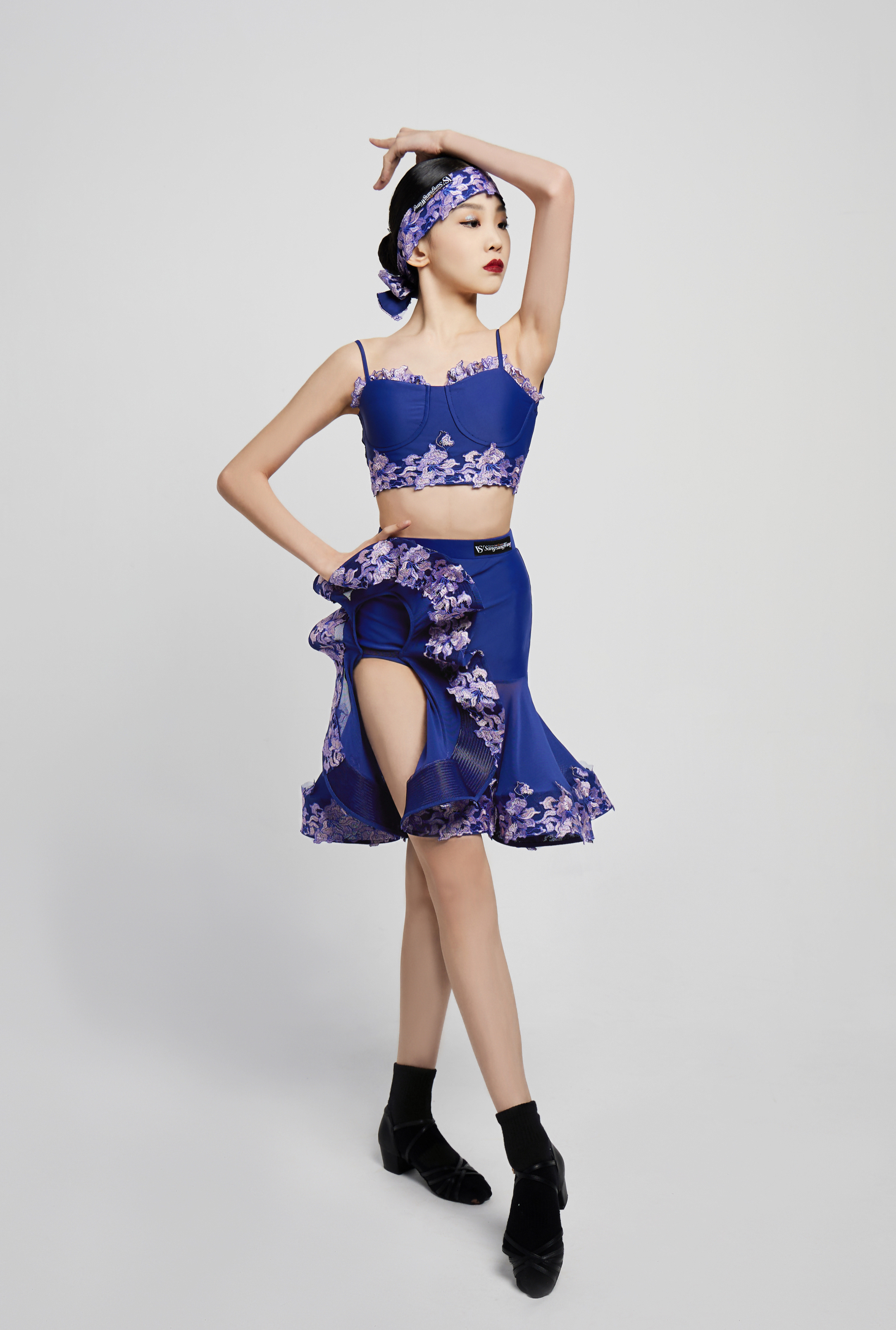 Girls' Embroidered Full - Flared Skirt (Violet)