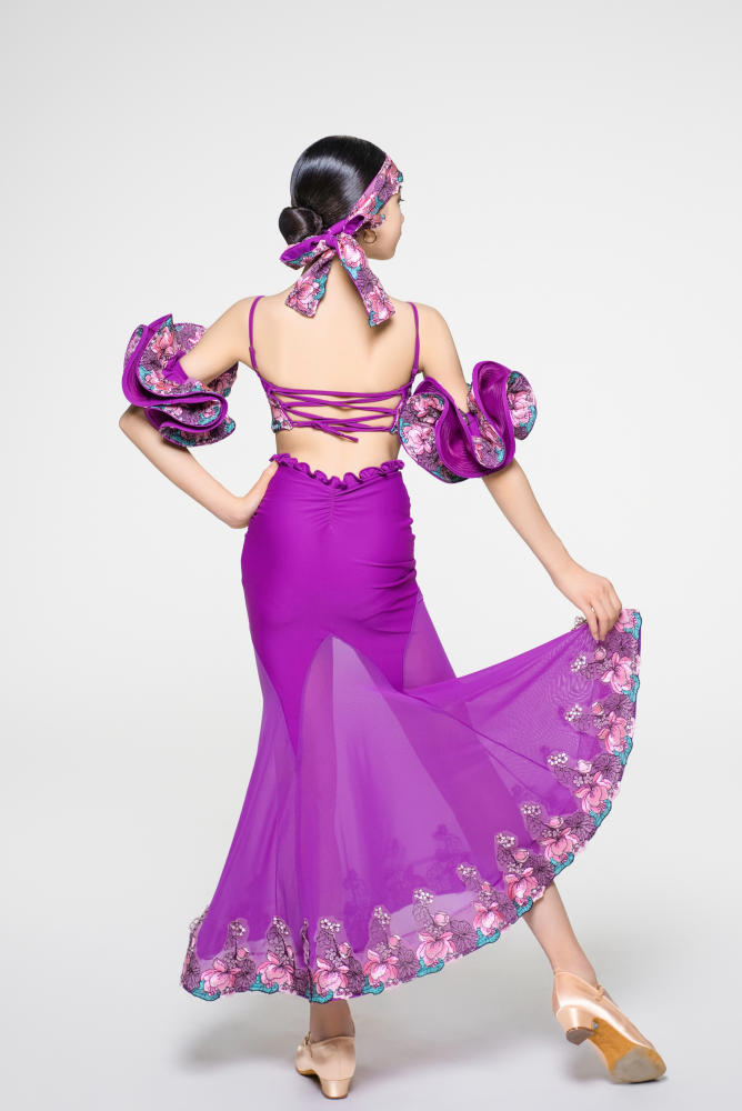 Girls' Embroidered Short Sleeveless Top (Violet)