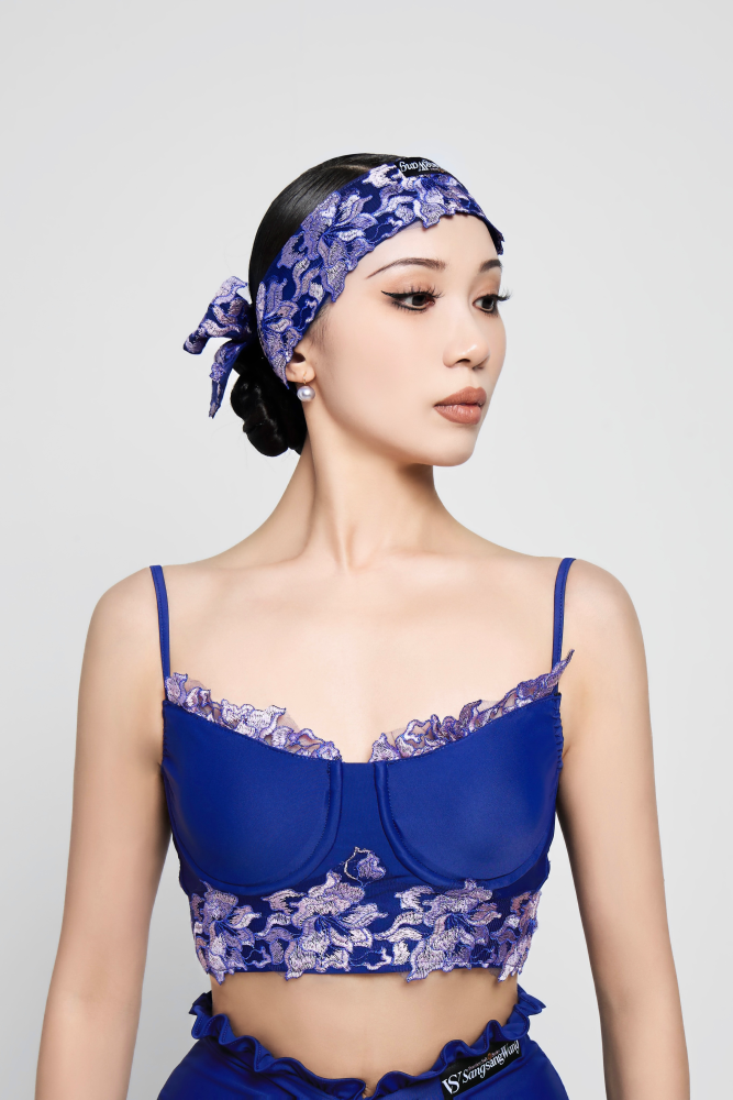 Women's Embroidered Short Strapless Top (Violet)