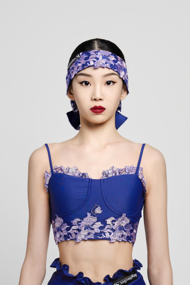 Girls' Embroidered Short Sleeveless Top (Violet)