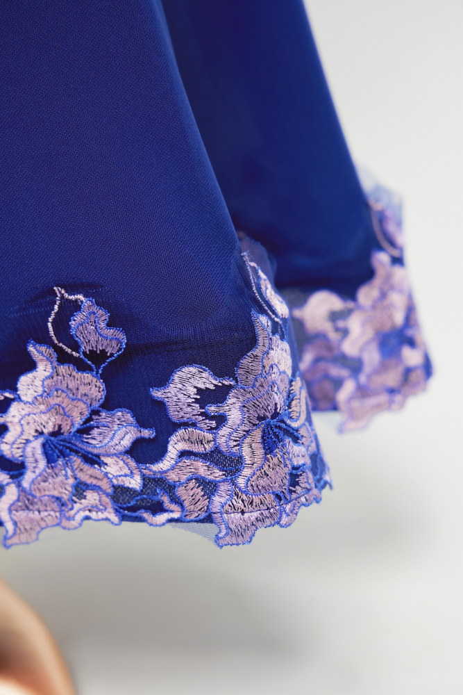 Girls' Embroidered V - Waist Full - Flared Skirt (Violet)#250422