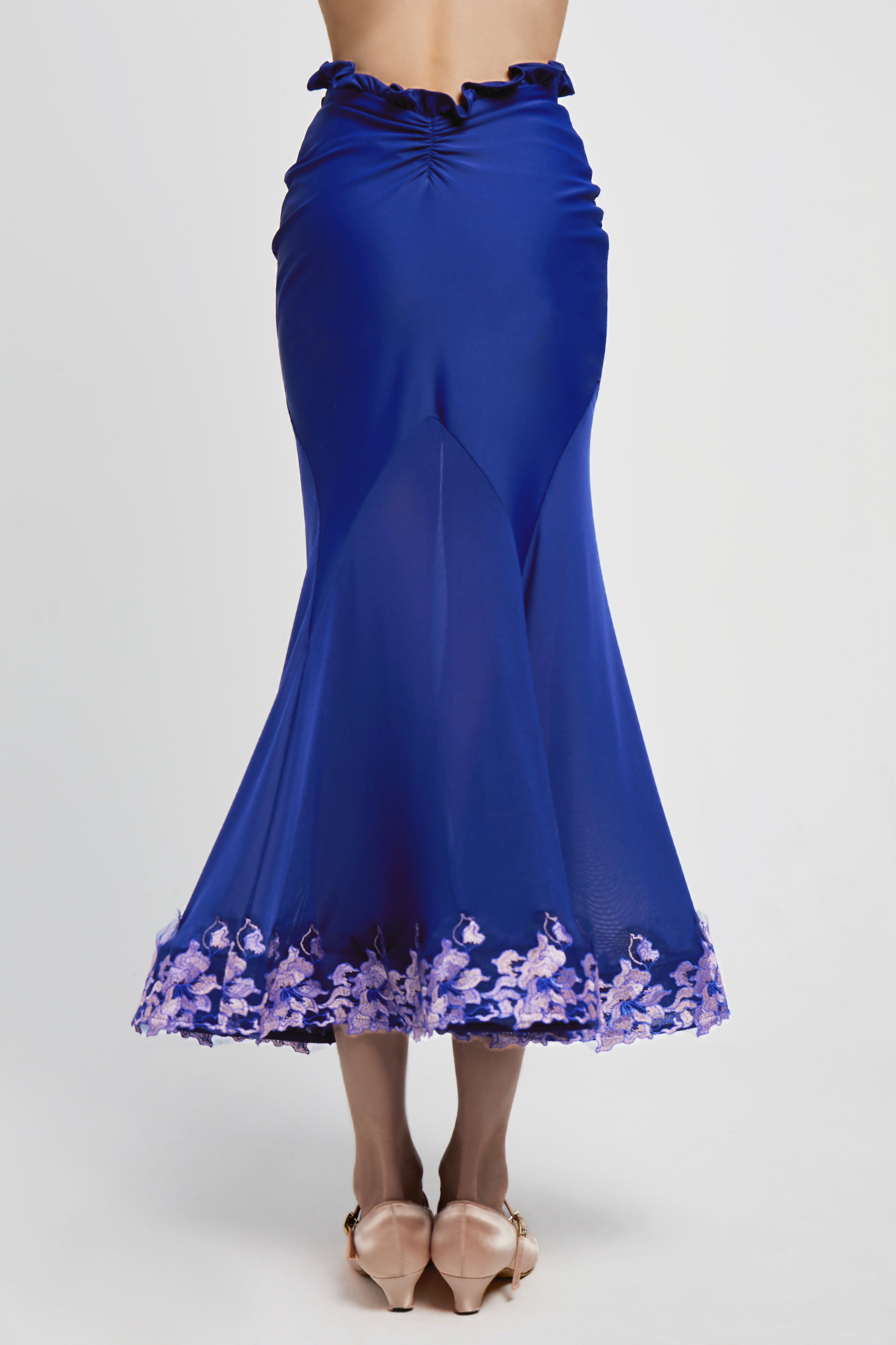 Girls' Embroidered V - Waist Full - Flared Skirt (Violet)
