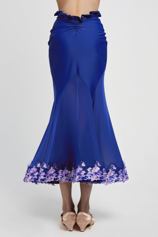 Girls' Embroidered V - Waist Full - Flared Skirt (Violet)