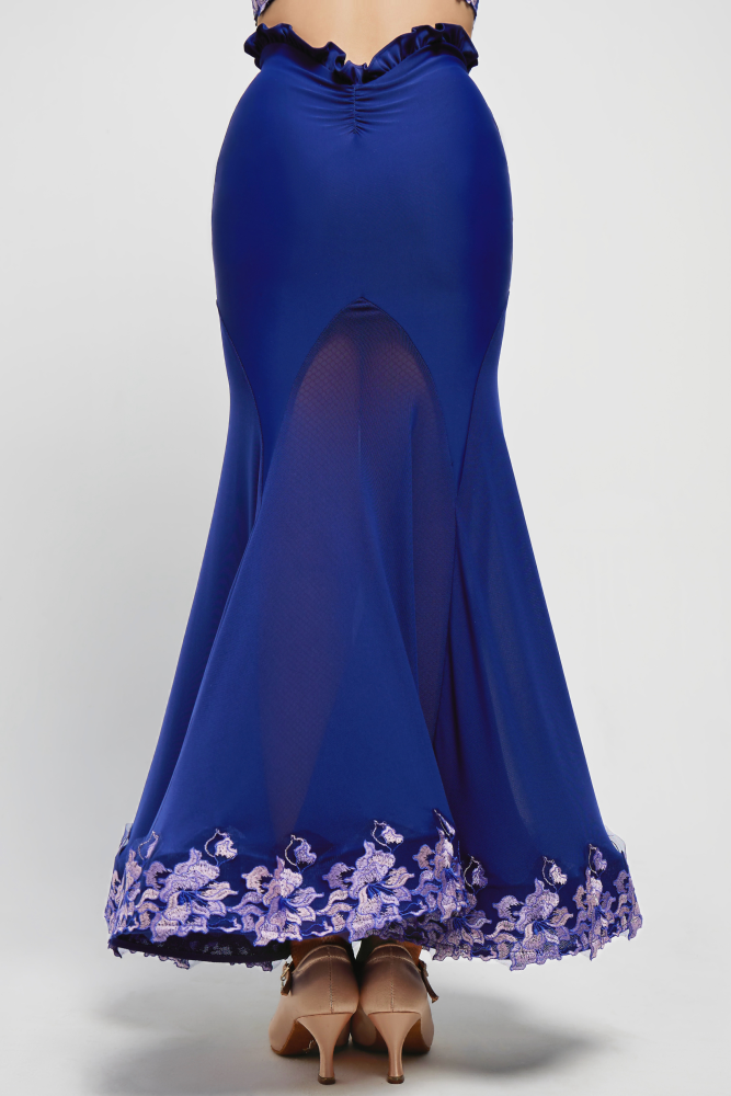 Women's Embroidered V - Waist Large - Flared Skirt (Violet)