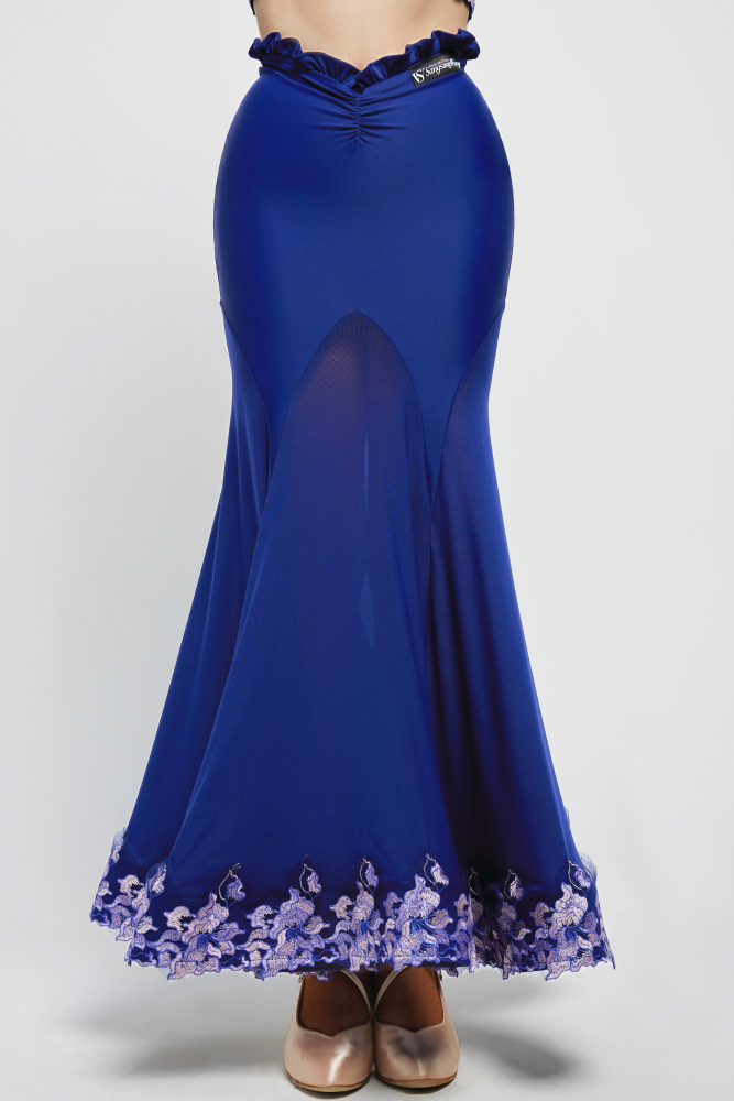 Women's Embroidered V - Waist Large - Flared Skirt (Violet)