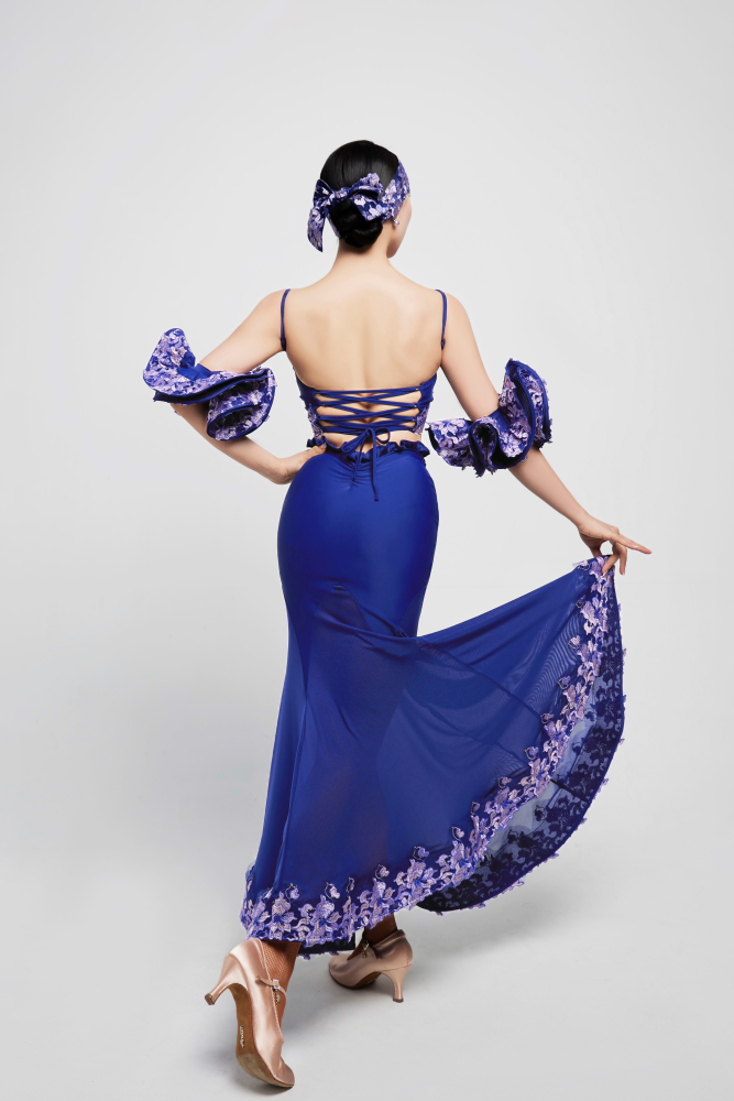 Women's Embroidered Short Strapless Top (Violet)#250412