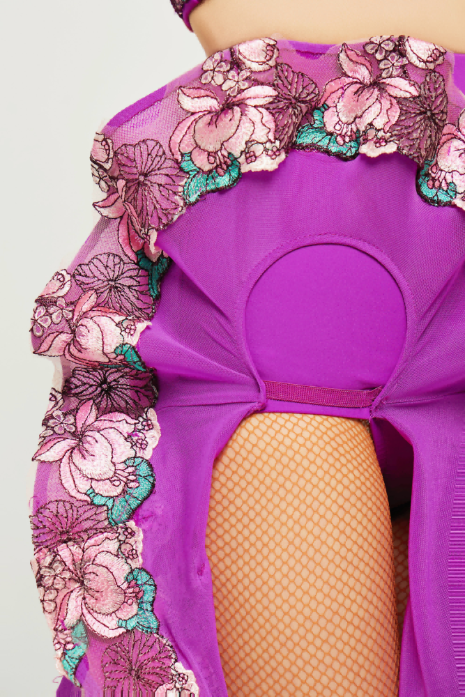 Women's Embroidered Large - Flared Skirt (Violet)