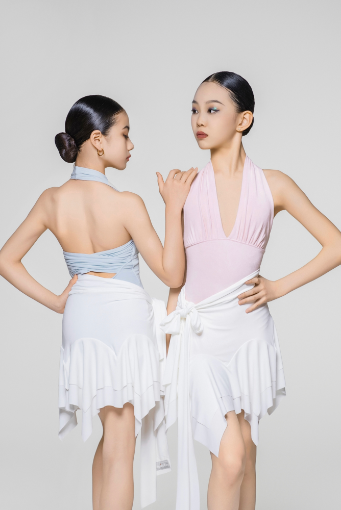 Girls' Fine Thread Halter Backless Jumpsuit (Light Pink)