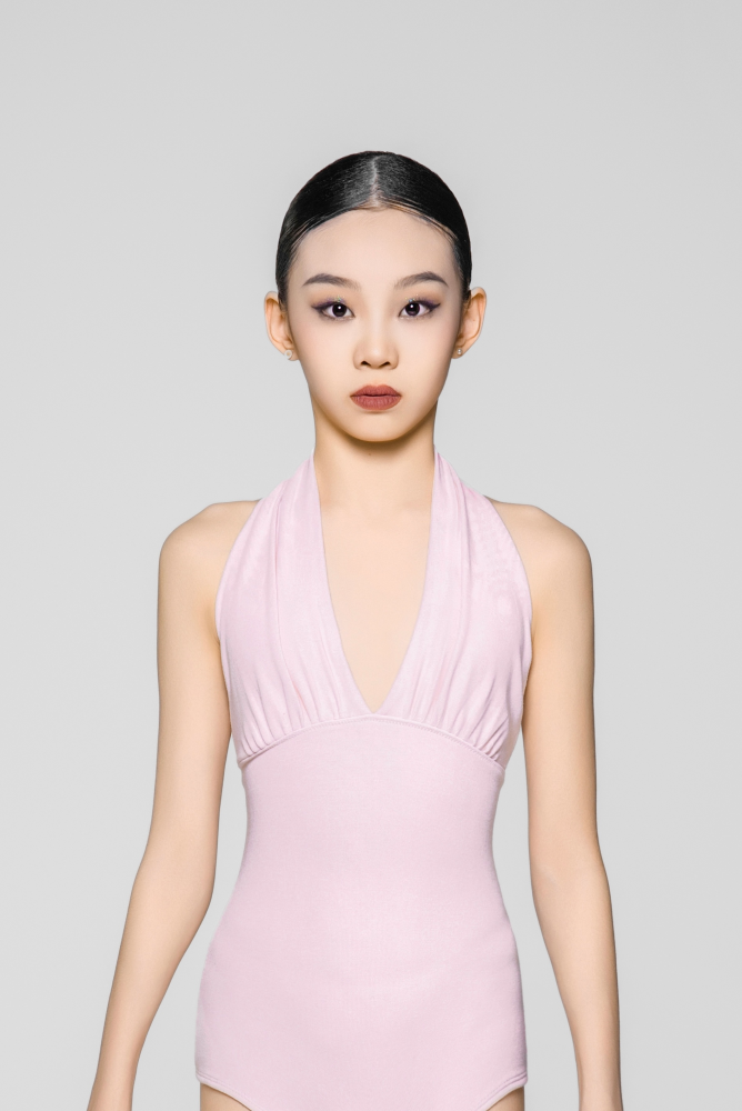 Girls' Fine Thread Halter Backless Jumpsuit (Light Pink)