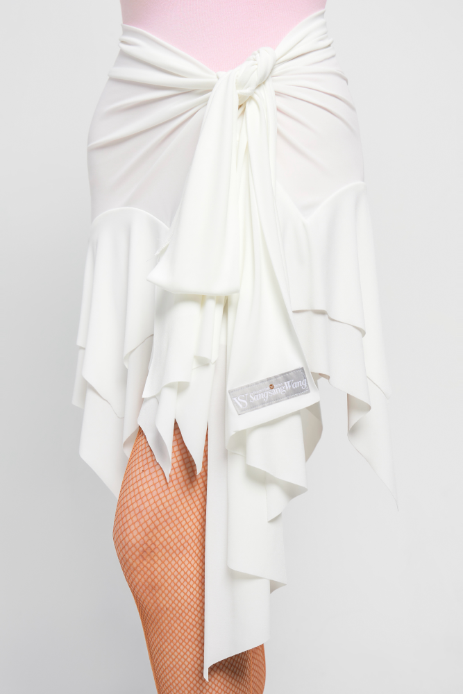 Women's Strappy Flared Maxi Skirt (with Built-in Shorts/White)