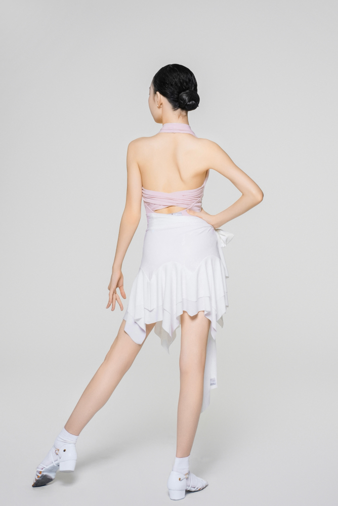 Girls' Fine Thread Halter Backless Jumpsuit (Light Pink)