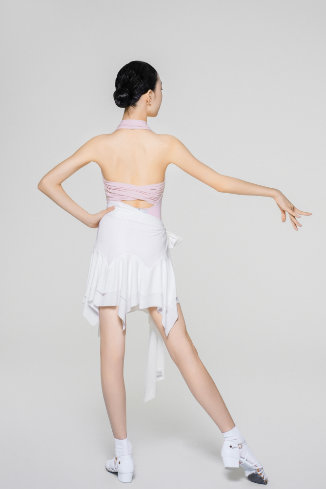 Girls' Fine Thread Halter Backless Jumpsuit (Light Pink)