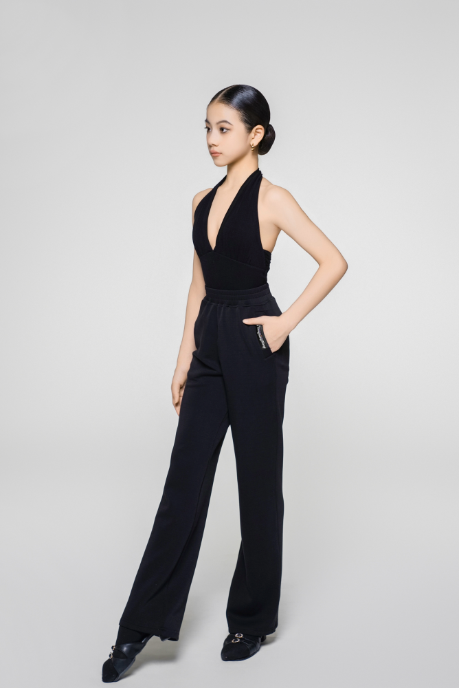 Girls' Fine Thread Halter Backless Jumpsuit (Light Pink)#250523