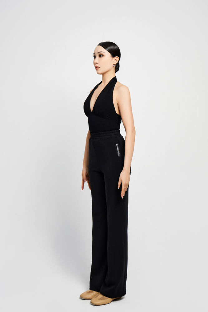 Women's Fine Thread Halter Backless Jumpsuit (Light Pink)