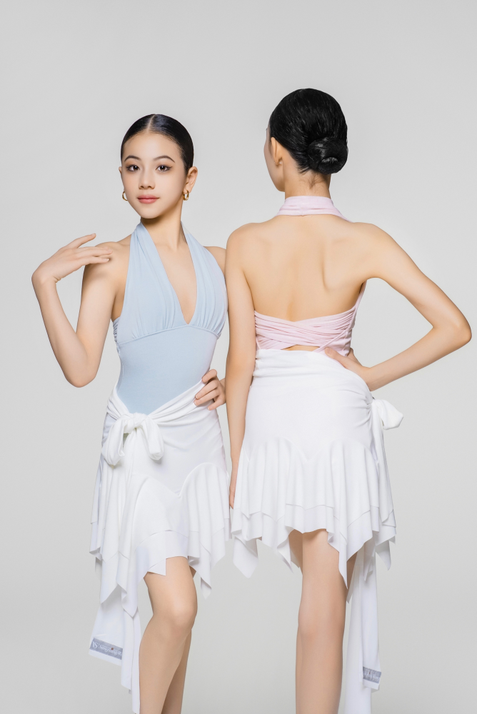 Girls' Fine Thread Halter Backless Jumpsuit (Light Pink)#250523