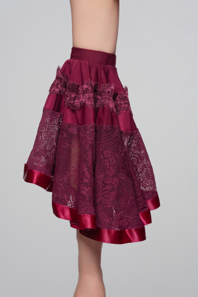 Lace V-Waist Modern Dress (With Sleeve Accessories / Grape Purple)