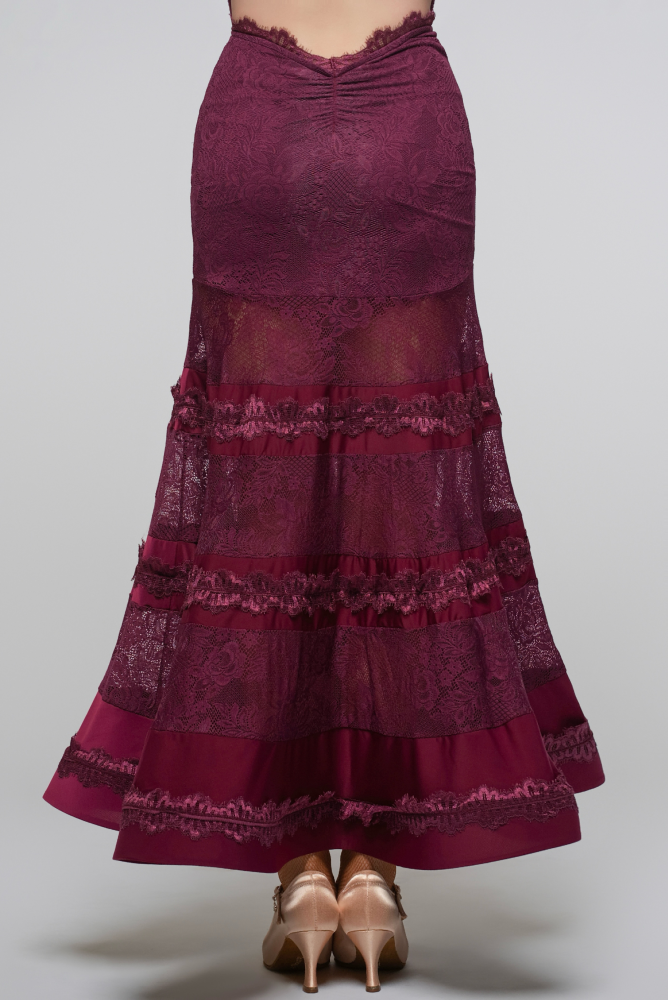 Lace V-Waist Modern Dress (With Sleeve Accessories / Grape Purple)