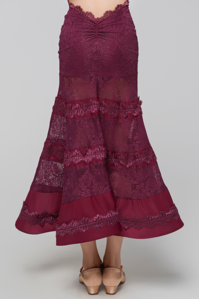 Lace V-Waist Modern Dress (With Sleeve Accessories / Grape Purple)