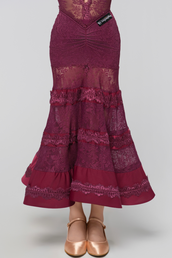 Lace V-Waist Modern Dress (With Sleeve Accessories / Grape Purple)