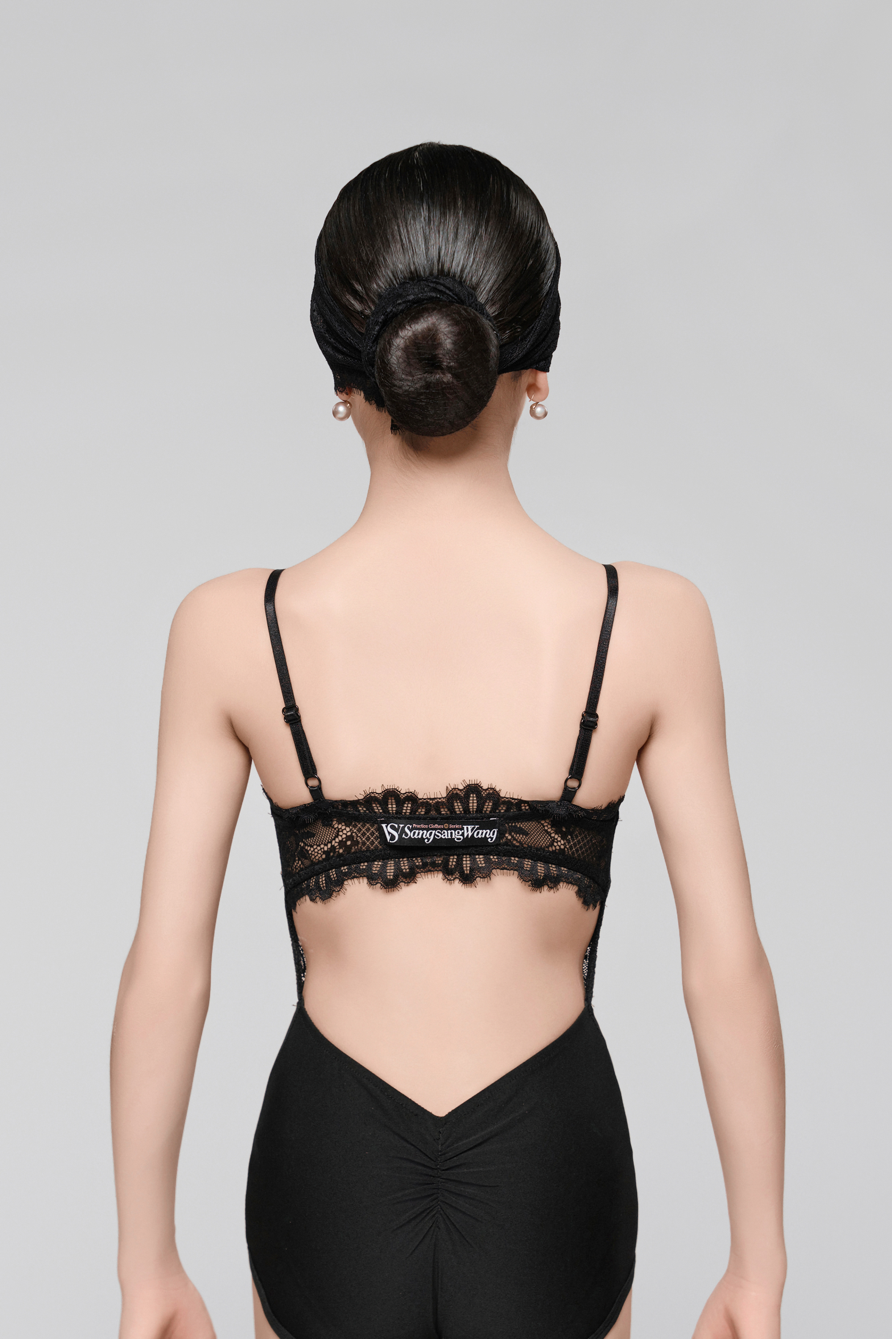 Hollow Lace Halter Bodysuit(With Hairband / Grape Purple)