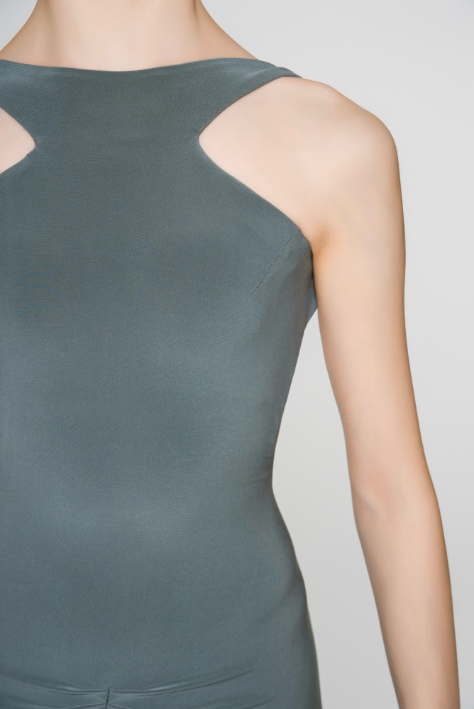 Girls' Backless Flowy Dress (Dusty Green)