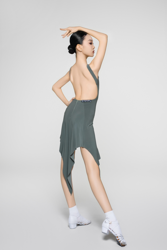 Girls' Backless Flowy Dress (Dusty Green)