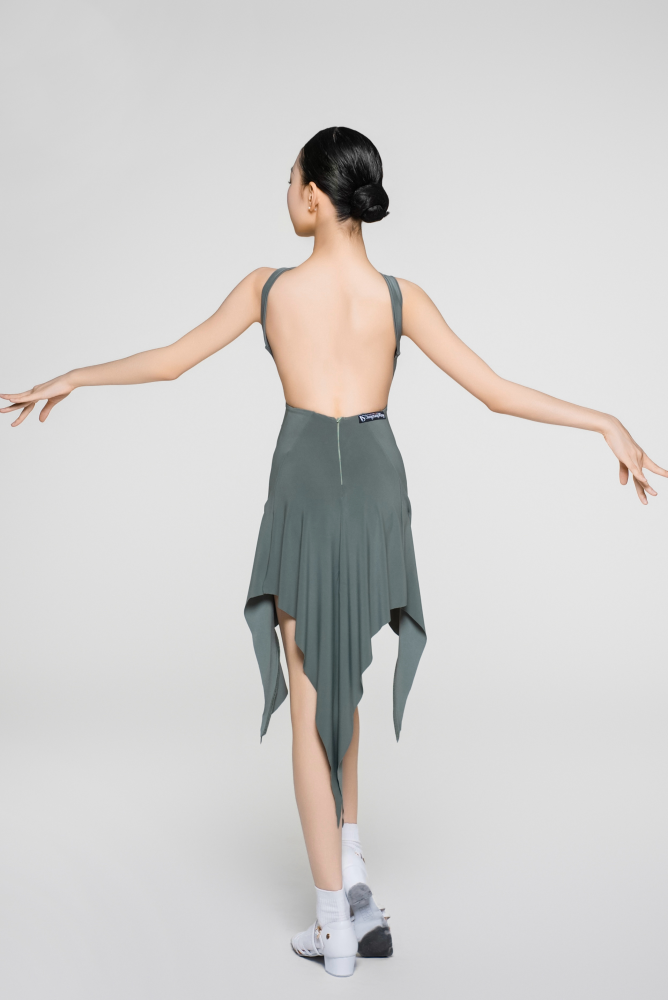 Girls' Backless Flowy Dress (Dusty Green)