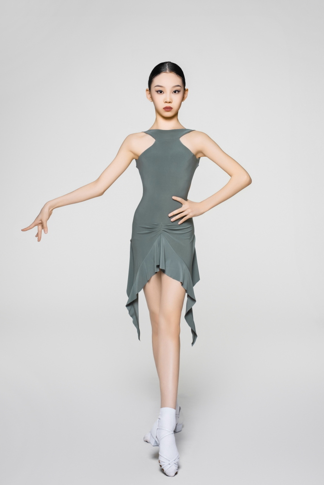 Girls' Backless Flowy Dress (Dusty Green)